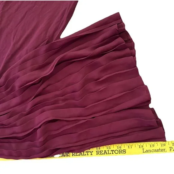 J Jill Bordeaux Pleated Bell Sleeve Top Womens Sz XL V Neck Flowing Dramatic NEW - Picture 13 of 15